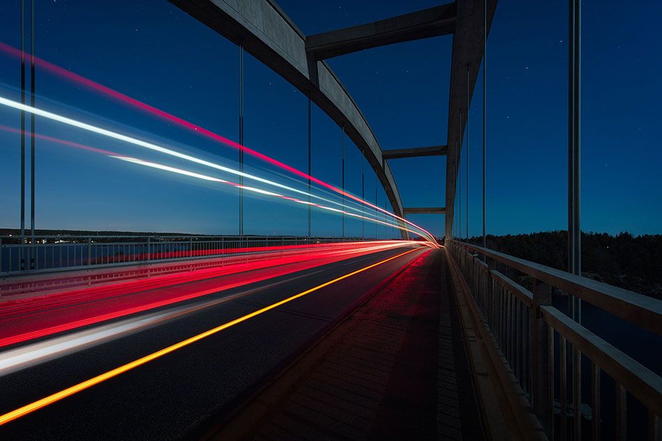 long exposure shot on road bridge